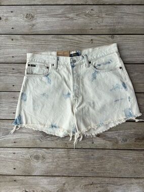 Polo by Ralph Lauren 30 White Denim Cutoff Shorts Distressed Cut Off  Blue Dye